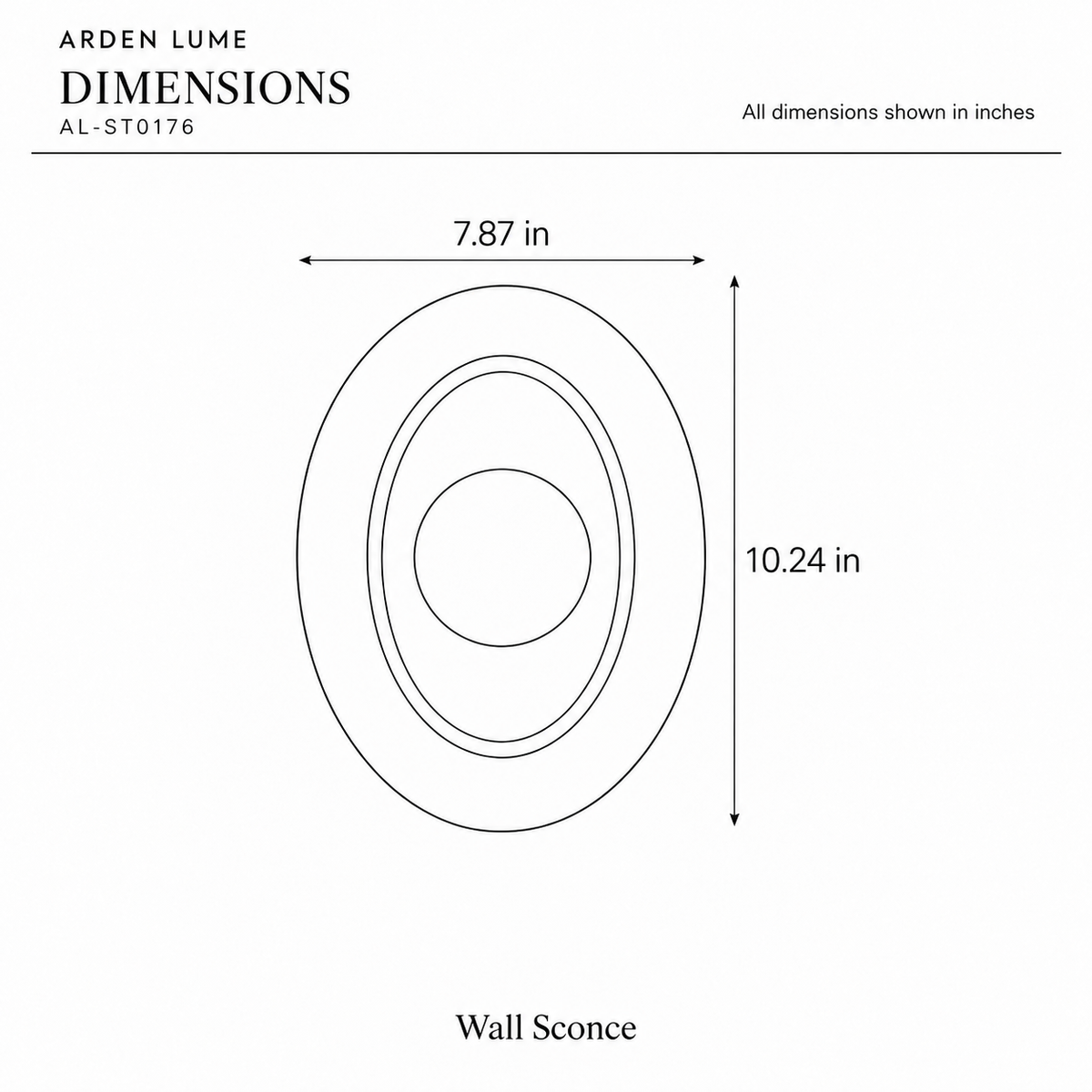 ARDEN LUME AL-ST0176 dimension diagram in inches