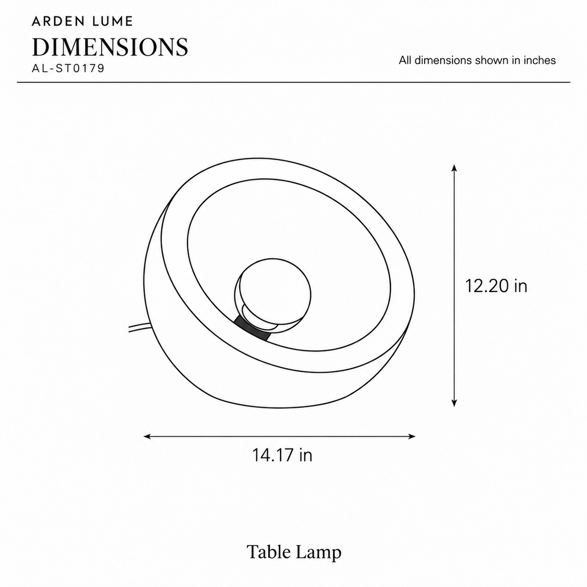 ARDEN LUME AL-ST0179 dimension diagram in inches