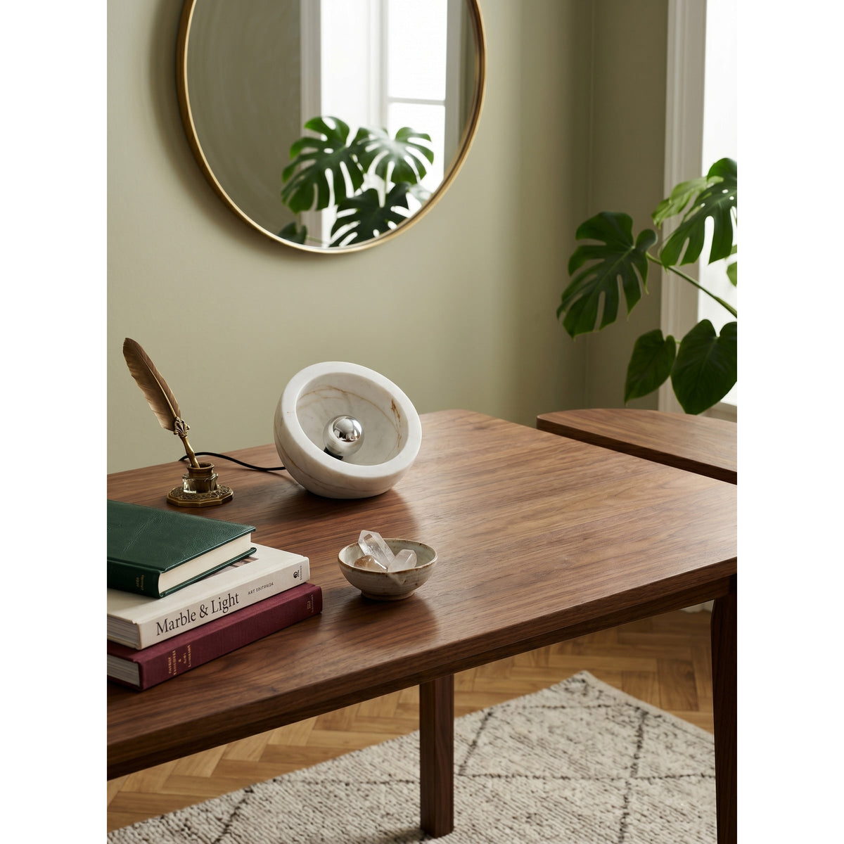 Tsuki Organic Modern Marble Table Lamp — AL-ST0179 — product view 3