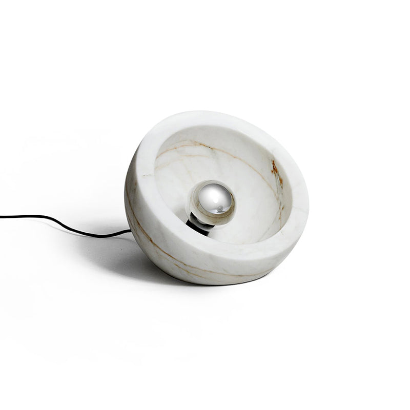 Tsuki Organic Modern Marble Table Lamp — L 36cm x W 33cm x H 31cm / L 14.2″ x W 13″ x H 12.2″; White