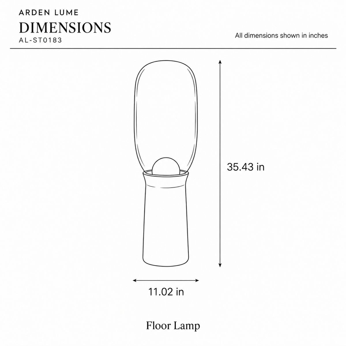 ARDEN LUME AL-ST0183 dimension diagram in inches