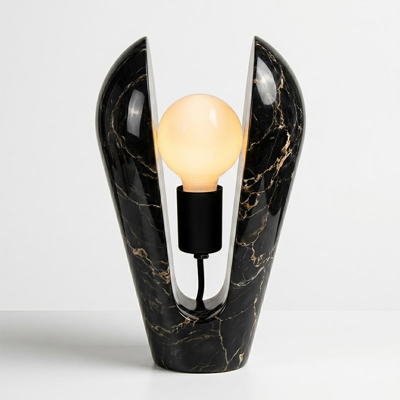 Victoire Art Deco Marble Table Lamp — L 21cm x W 18cm x H 34cm / L 8.3″ x W 7.1″ x H 13.4″; Black