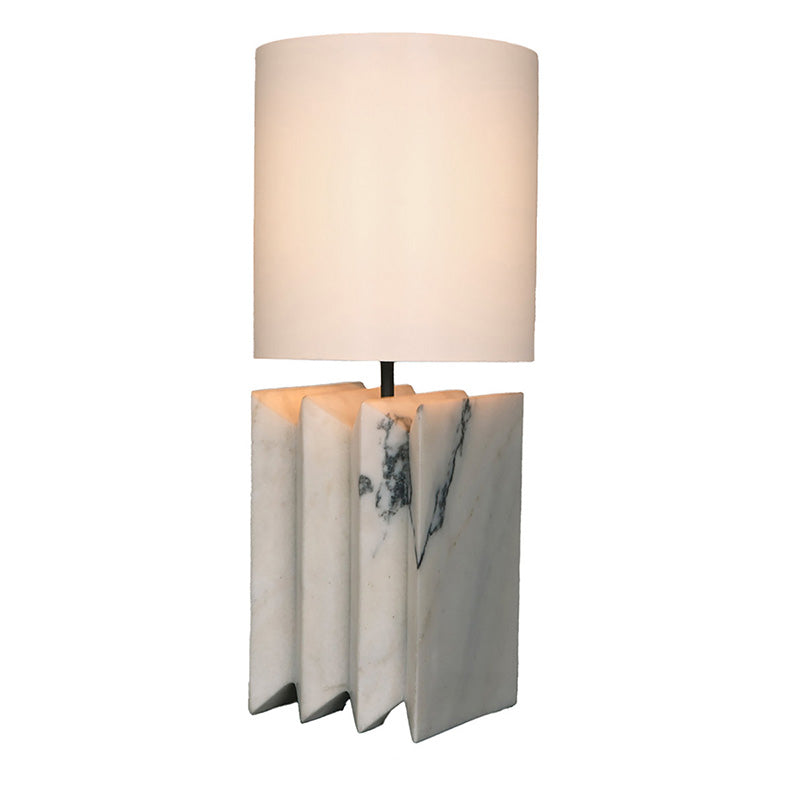 Jman Minimalist Marble Table Lamp — L 28cm x W 28cm x H 63.5cm / L 11″ x W 11″ x H 25″; White