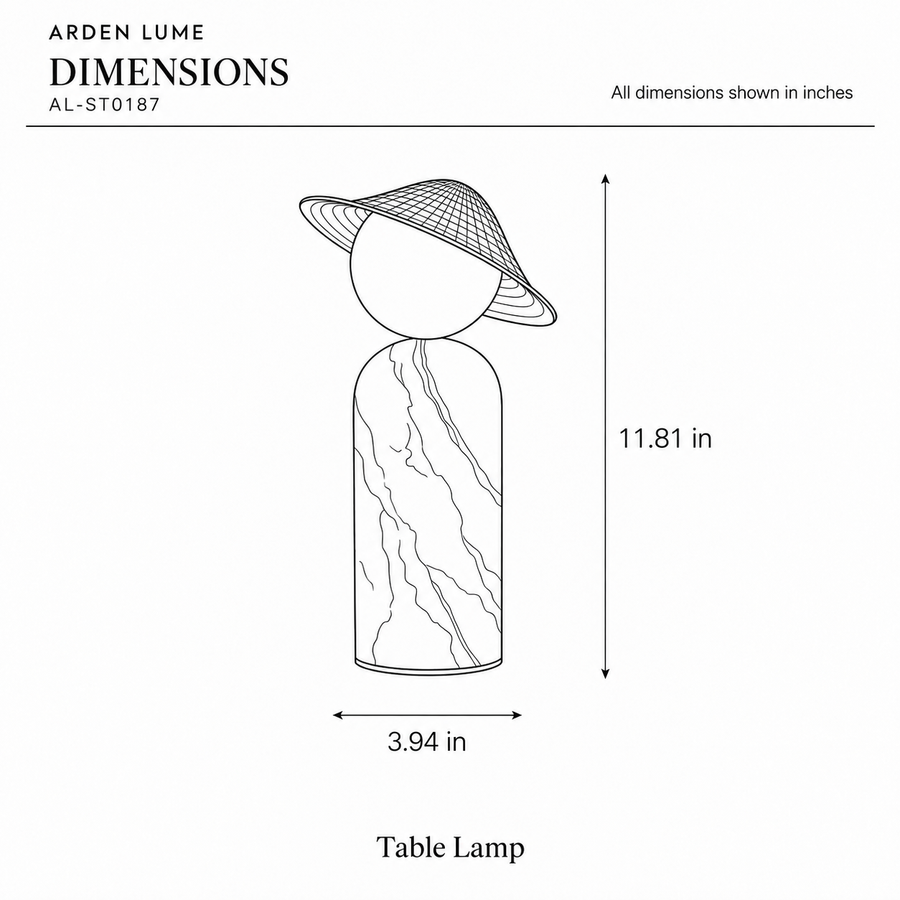 ARDEN LUME AL-ST0187 dimension diagram in inches