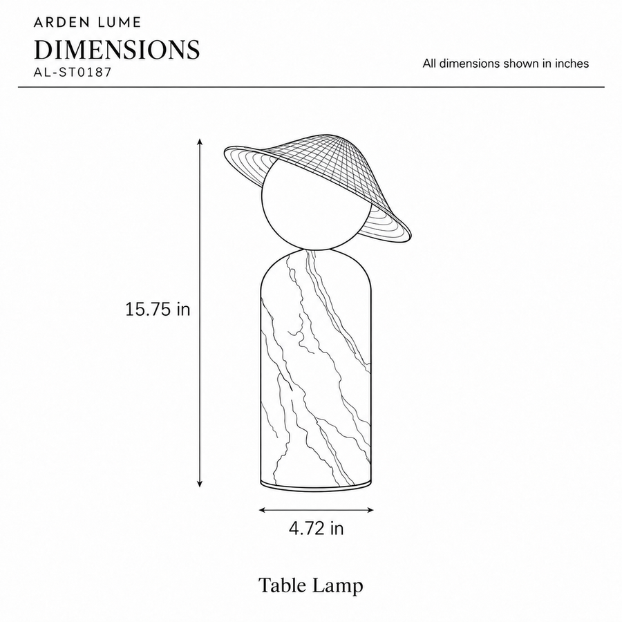 ARDEN LUME AL-ST0187-pdf3 dimension diagram in inches