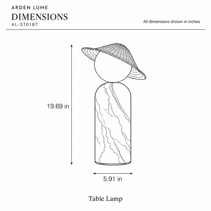 ARDEN LUME AL-ST0187-pdf4 dimension diagram in inches