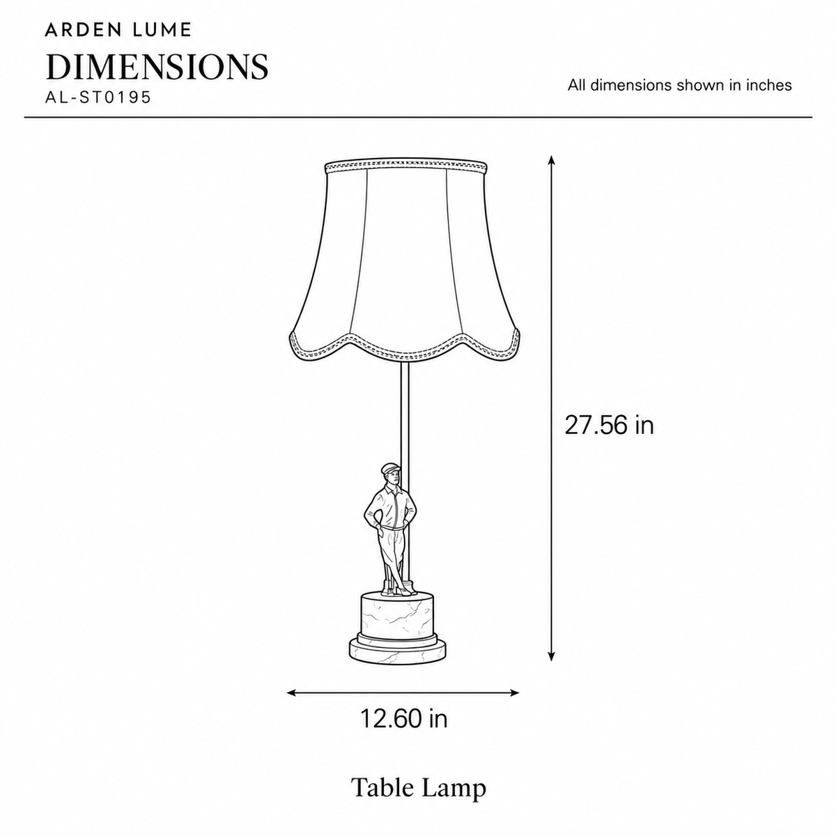 ARDEN LUME AL-ST0195 dimension diagram in inches