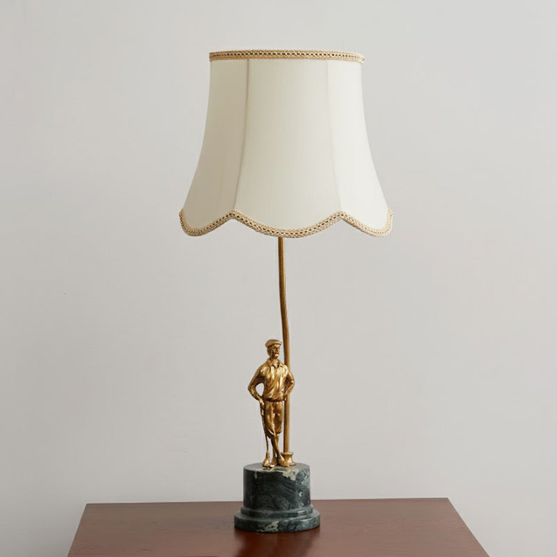 Ellie Brass Table Lamp with Marble Base — D 32cm x H 70cm / ∅ 12.6″ x H 27.6″; Brass & White