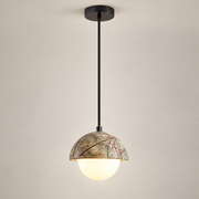 Kauri Marble Pendant Light on a warm greige background; Green