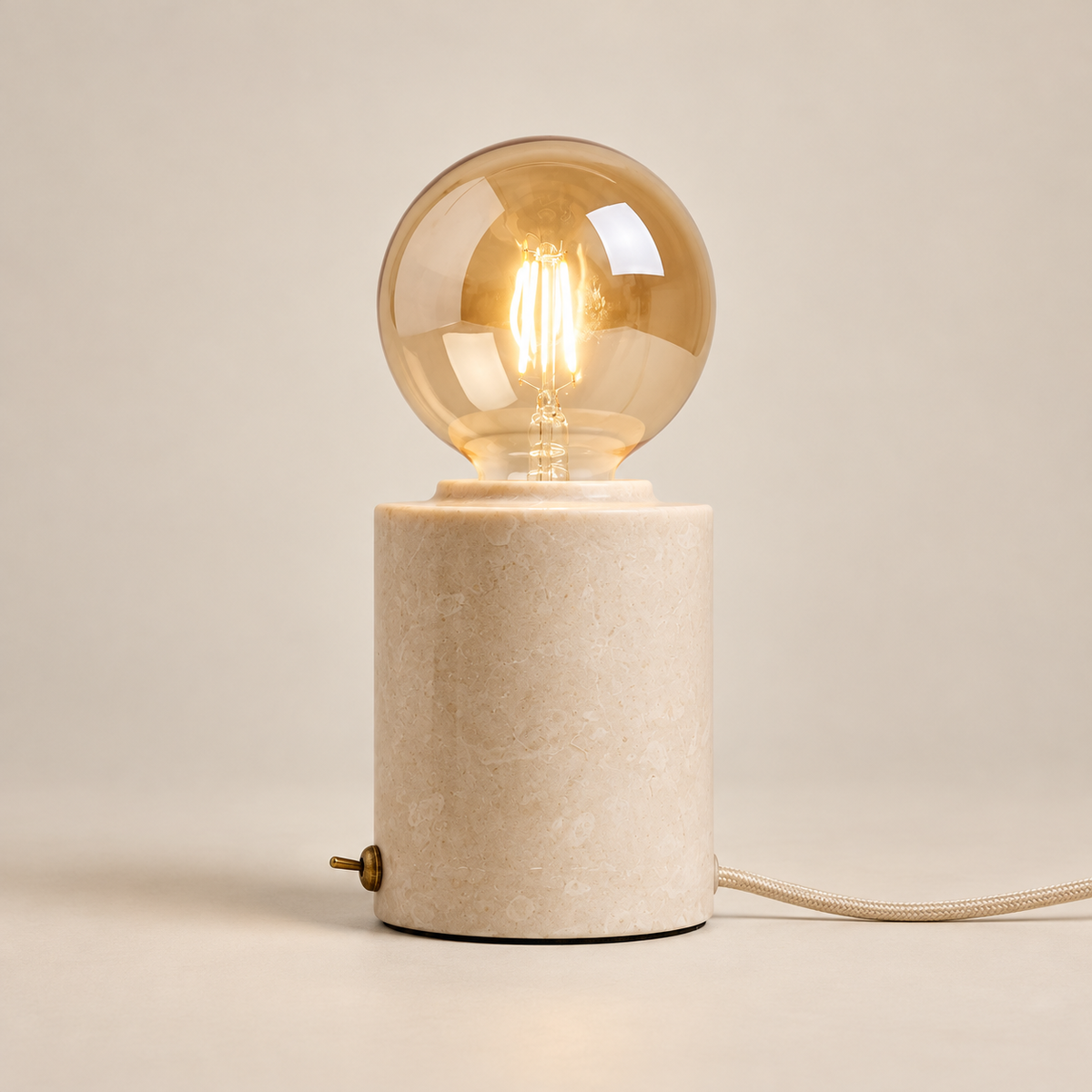 Bristol Marble Table Lamp on a warm greige background; Beige