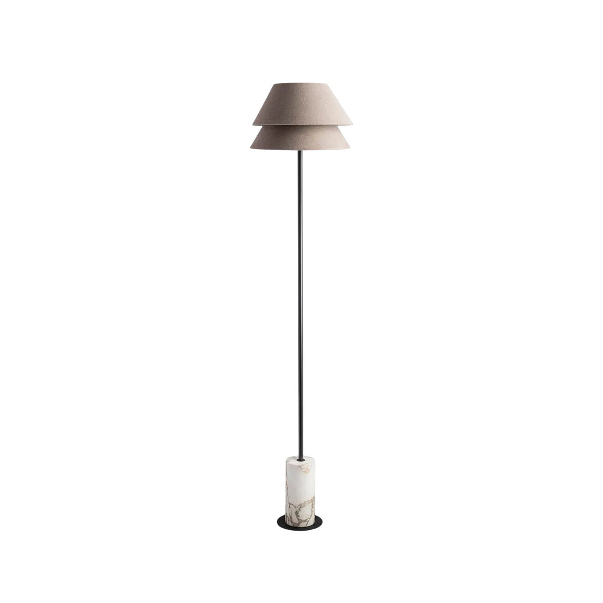 Kobi Metal Floor Lamp with Marble Base — D 33cm x H 160.5cm / ∅ 13″ x H 63.2″; White Marble & Oatmeal color