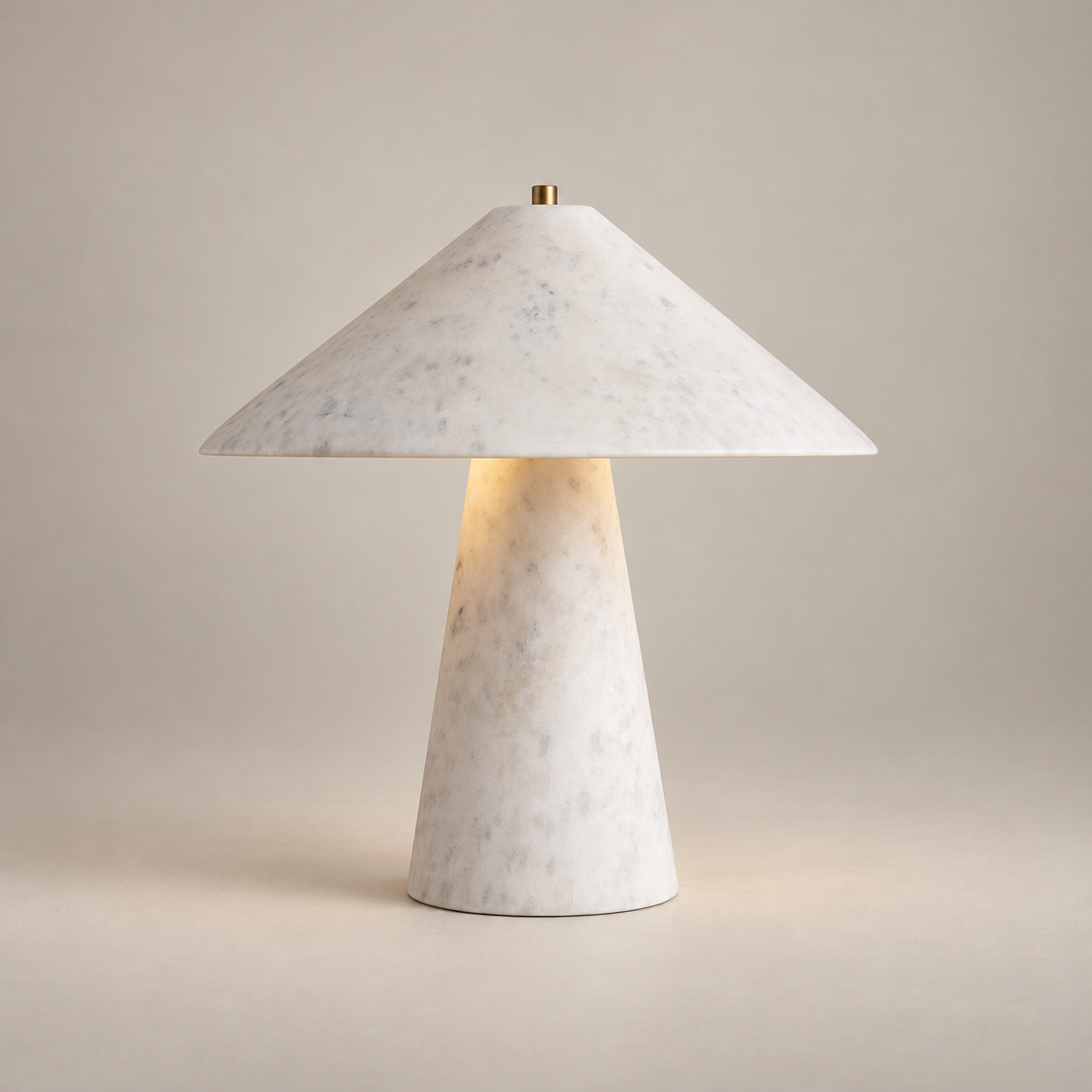 Ruben Marble LED Table Lamp on a warm greige background; White (Warm Light)