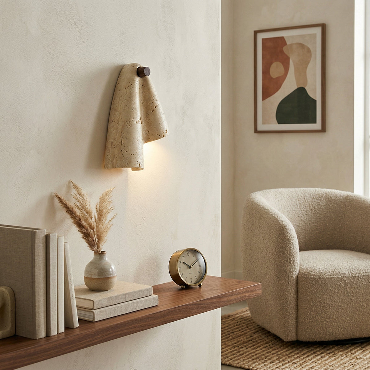 Pearlmont Japandi Travertine Wall Sconce — AL-ST0210 — product view 2