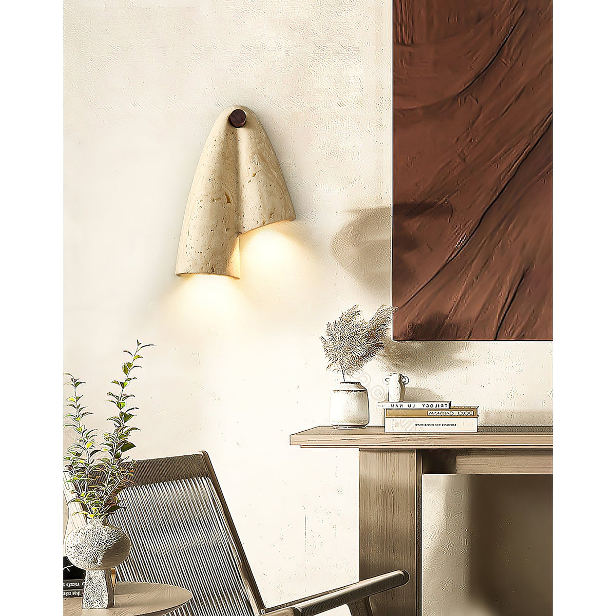 Pearlmont Japandi Travertine Wall Sconce — AL-ST0210 — product view 3