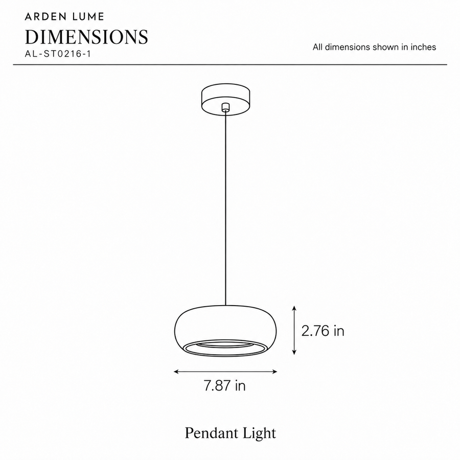 ARDEN LUME AL-ST0216-1 dimension diagram in inches