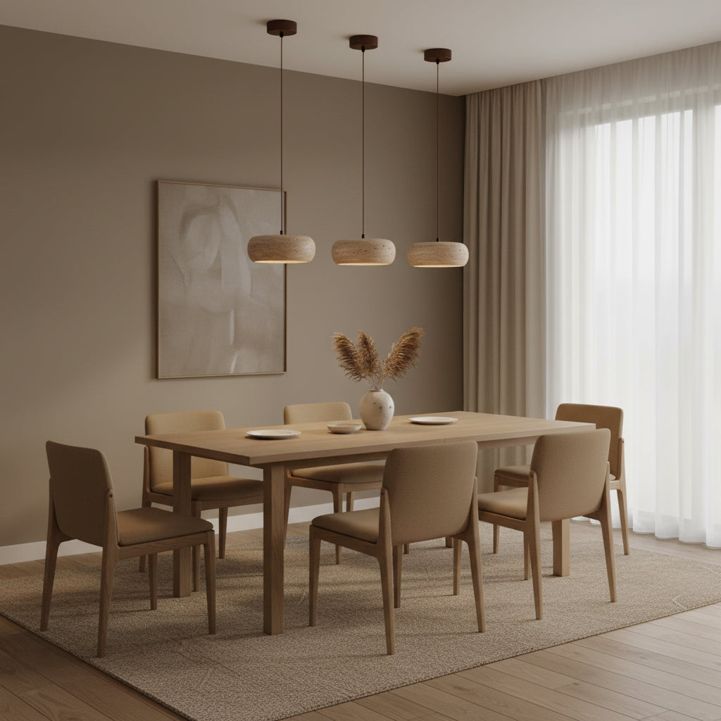 Travertine Drum LED Pendant Light — AL-ST0216 — product view 1