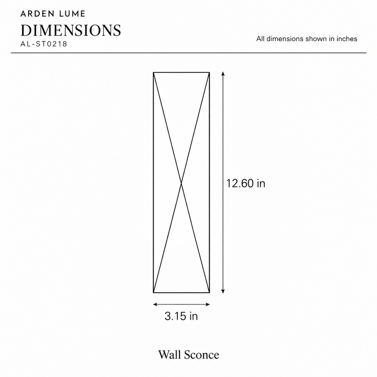ARDEN LUME AL-ST0218 dimension diagram in inches