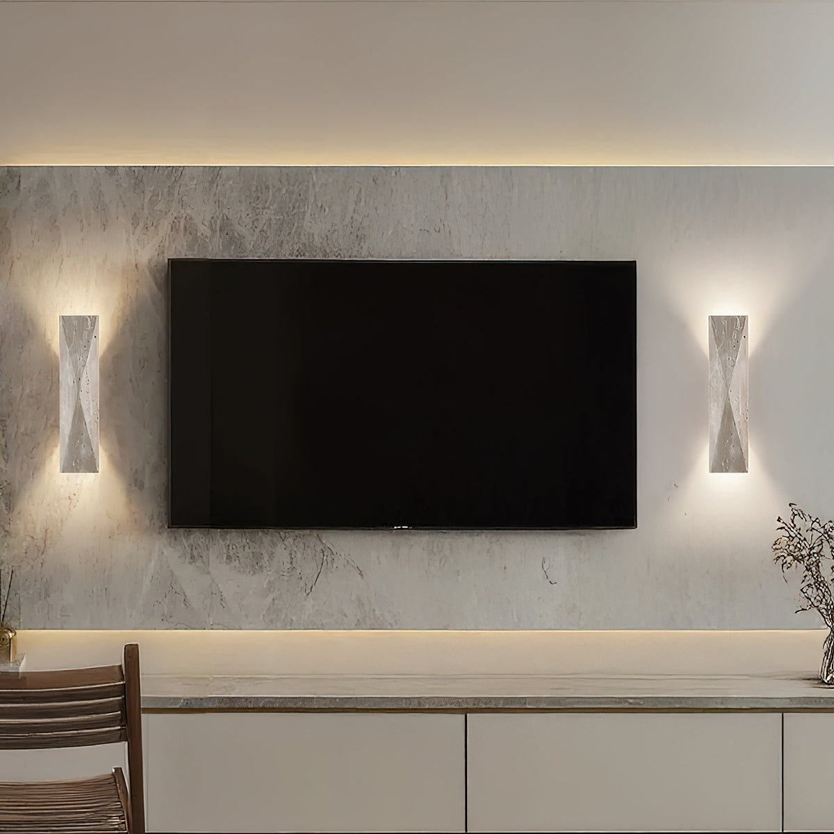 Tropez Japandi Travertine Wall Sconce — AL-ST0218 — product view 1