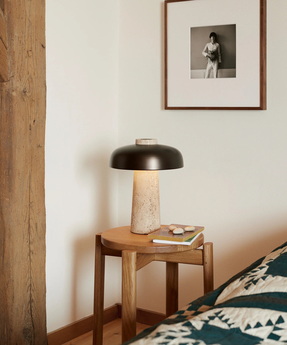 Carla Japandi Travertine Table Lamp — AL-ST0220 — product view 1