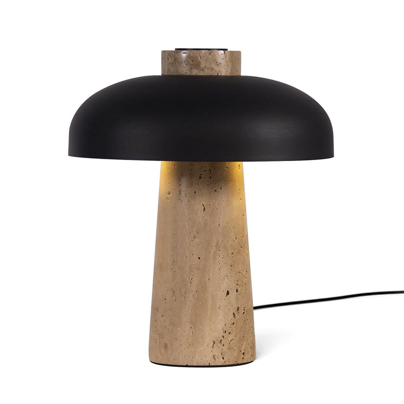 Carla Japandi Travertine Table Lamp — Brown & Black