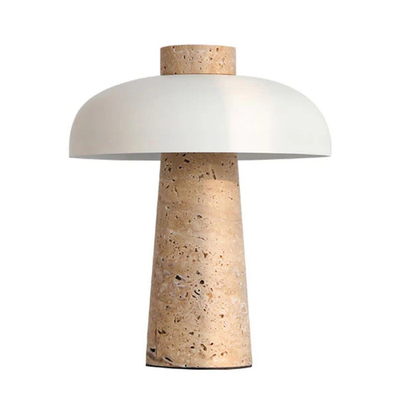 Carla Japandi Travertine Table Lamp — Brown & White
