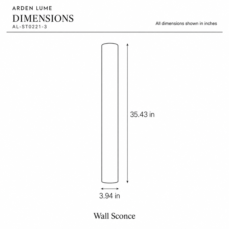 ARDEN LUME AL-ST0221-3 dimension diagram in inches