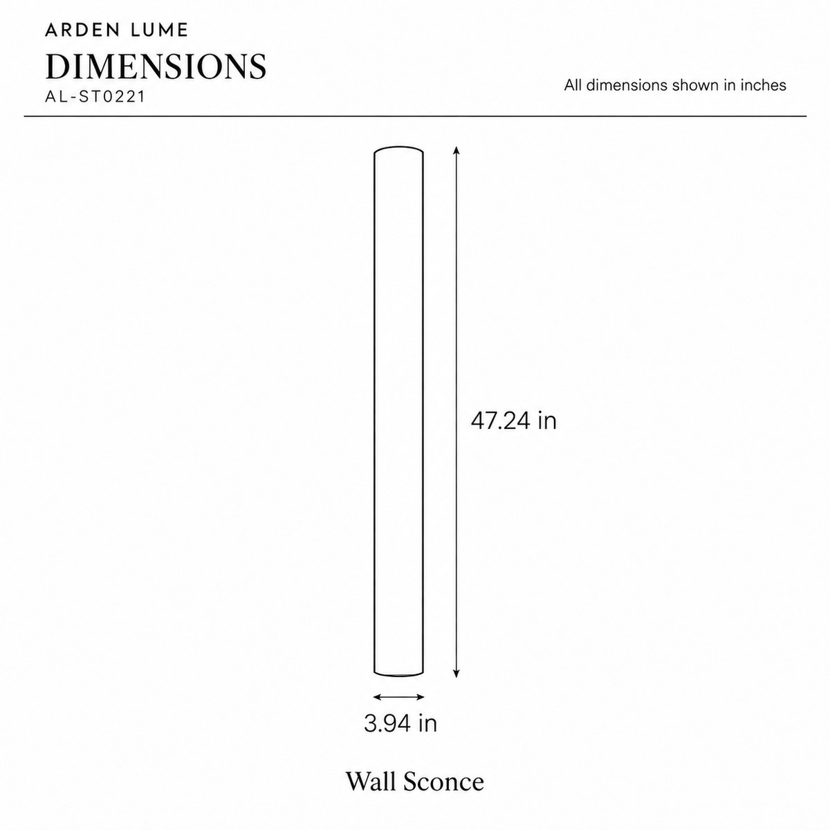 ARDEN LUME AL-ST0221-4 dimension diagram in inches