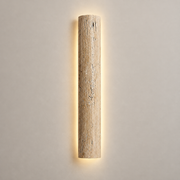 Stein Lange Travertine LED Wall Sconce on a warm greige background; Beige, 60 cm