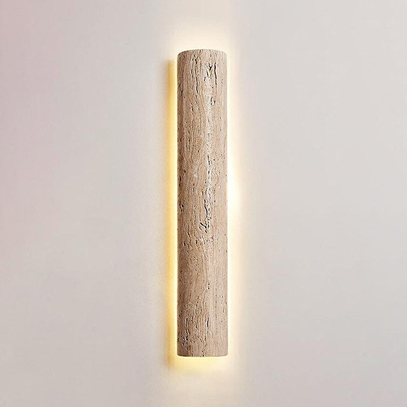Stein Lange Travertine LED Wall Sconce — D 10cm x H 60cm / ∅ 3.9″ x H 23.6″; Beige