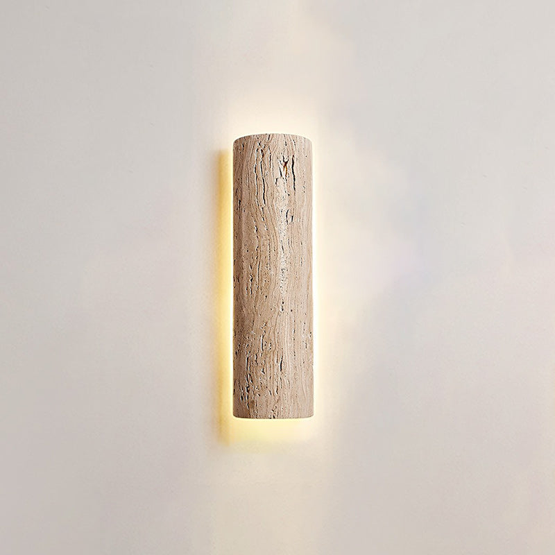 Stein Lange Travertine LED Wall Sconce — D 10cm x H 35cm / ∅ 3.9″ x H 13.8″; Beige
