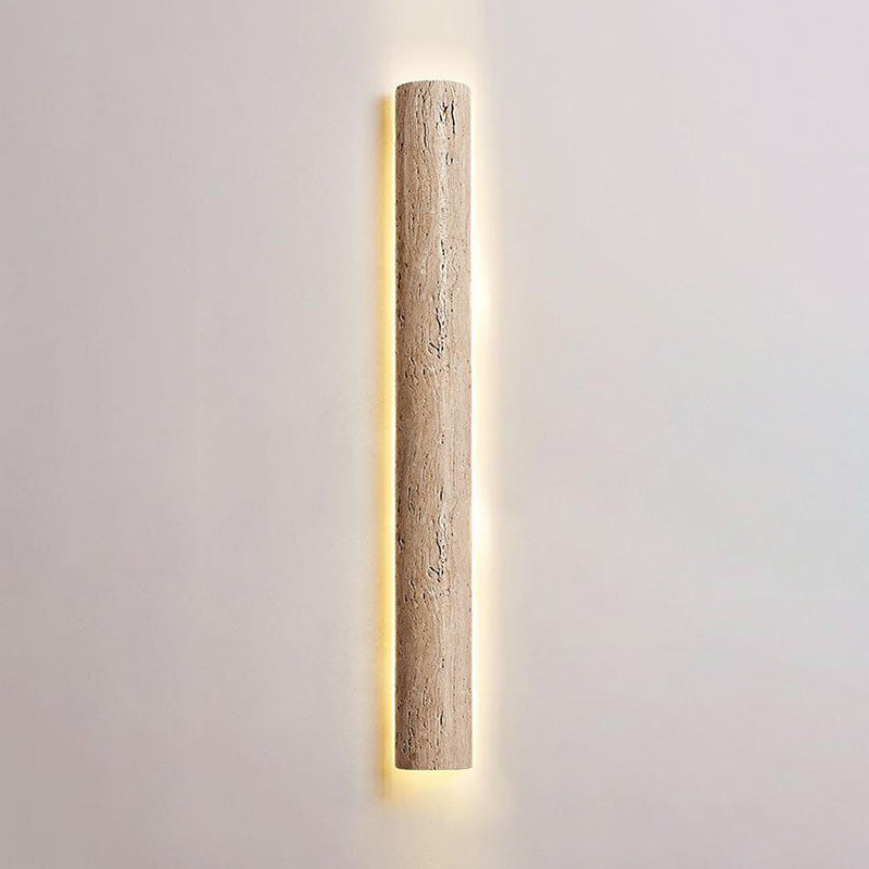 Stein Lange Travertine LED Wall Sconce — D 10cm x H 90cm / ∅ 3.9″ x H 35.4″; Beige