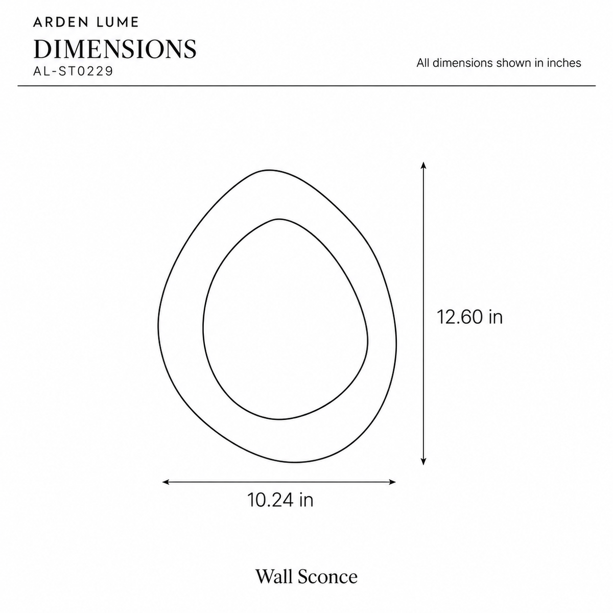 ARDEN LUME AL-ST0229 dimension diagram in inches