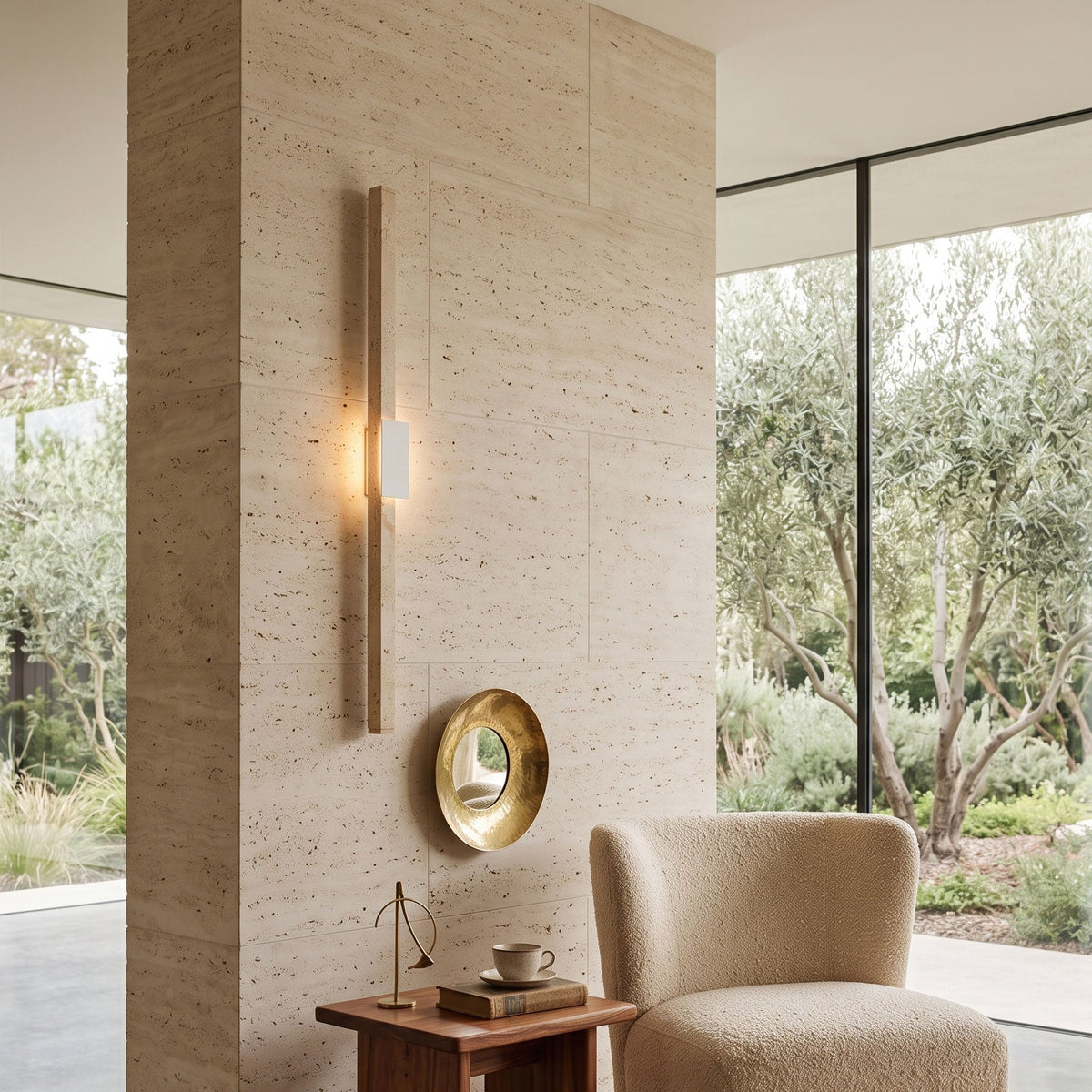 Prometheus Travertine LED Wall Sconce — AL-ST0230 — product view 1