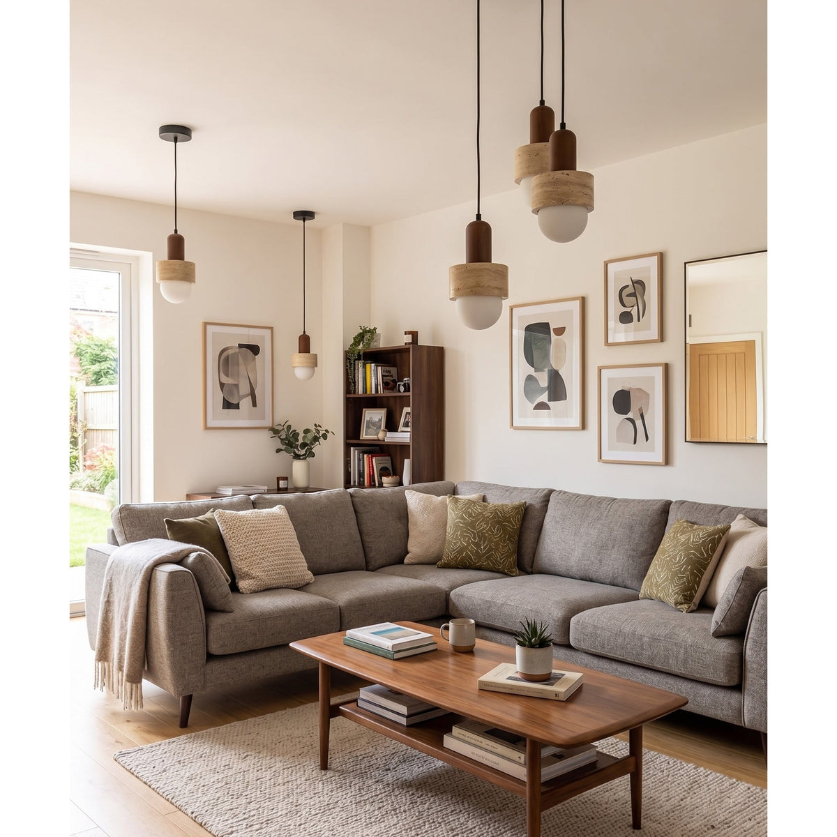 Davise Travertine Globe Pendant Light — AL-ST0239 — product view 1