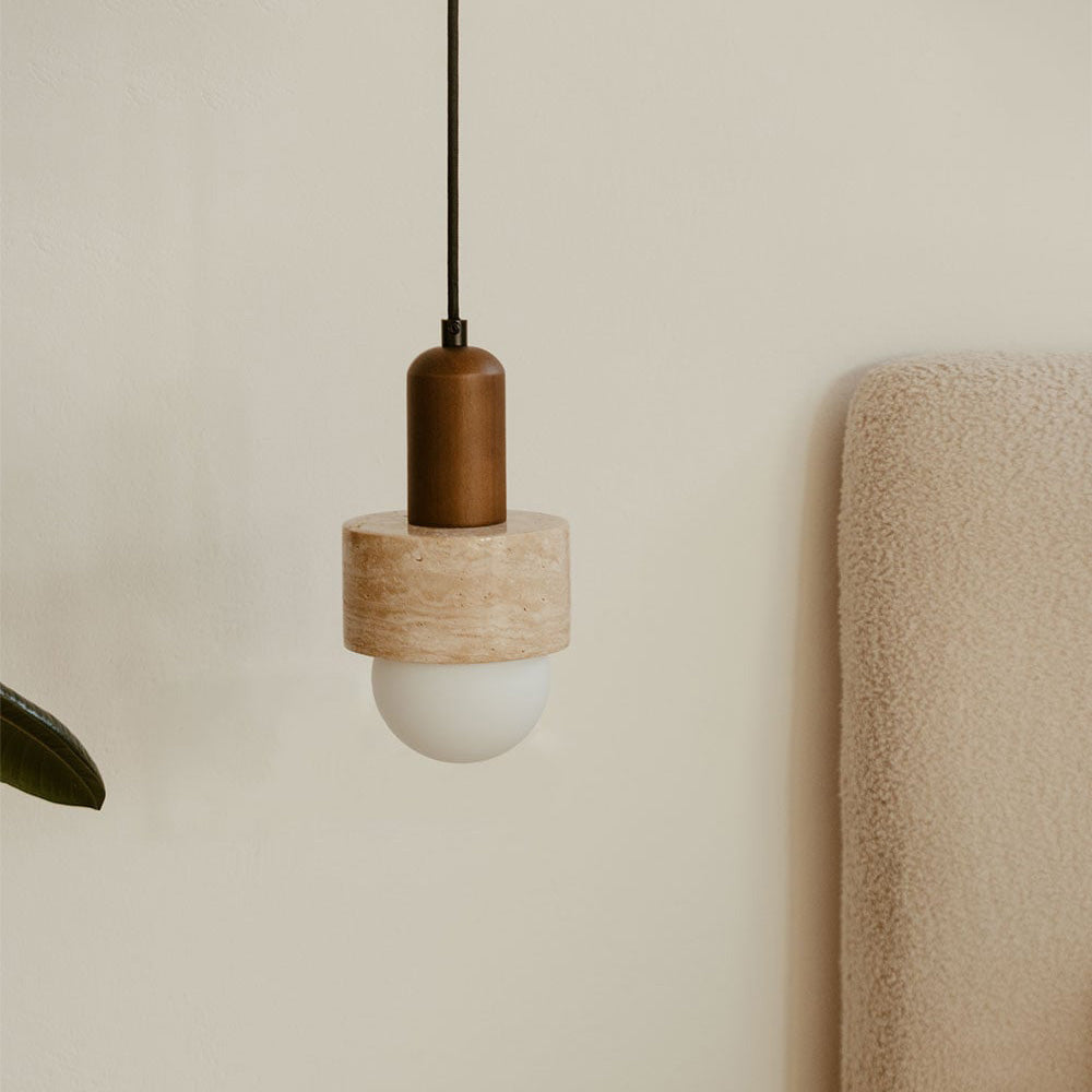 Davise Travertine Globe Pendant Light — AL-ST0239 — product view 2