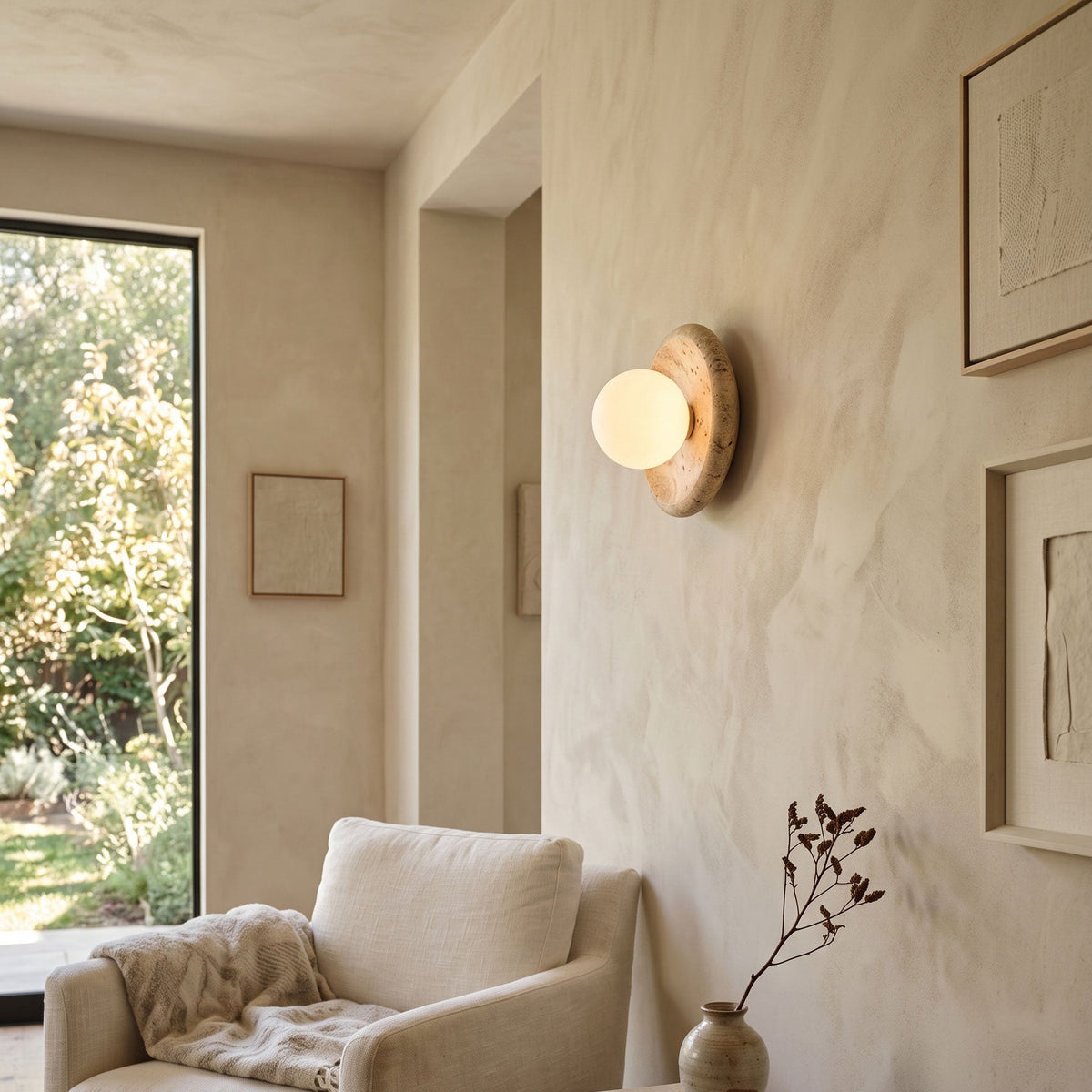 Apricity Japandi Travertine Wall Sconce — AL-ST0241 — product view 1