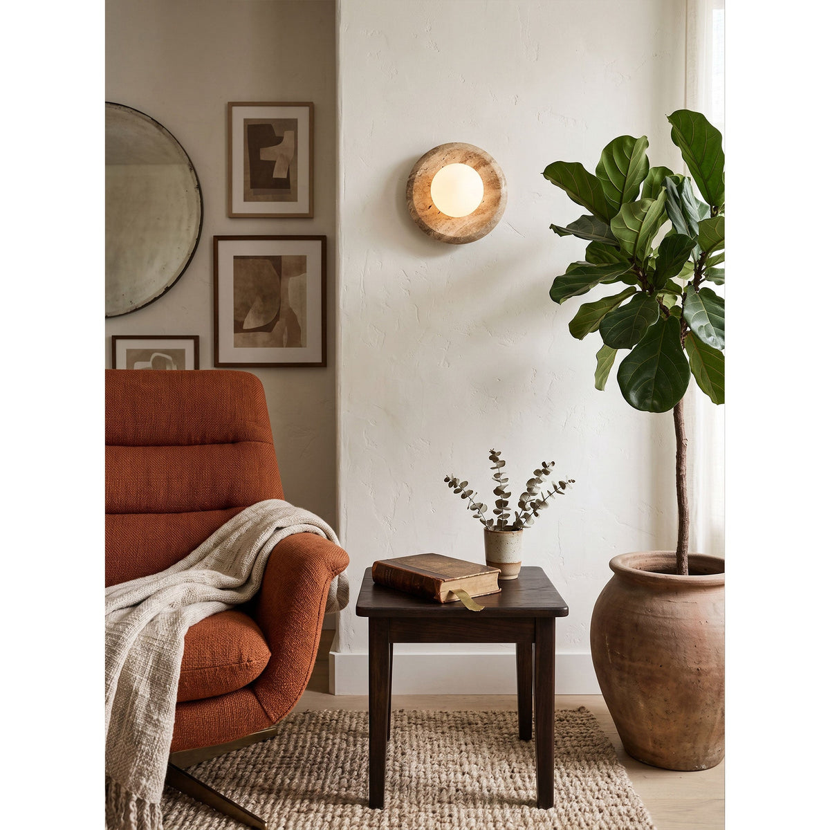 Apricity Japandi Travertine Wall Sconce — AL-ST0241 — product view 2