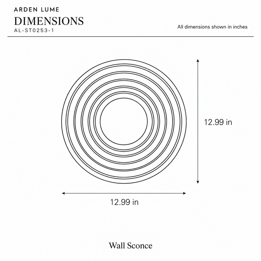ARDEN LUME AL-ST0253-1 dimension diagram in inches