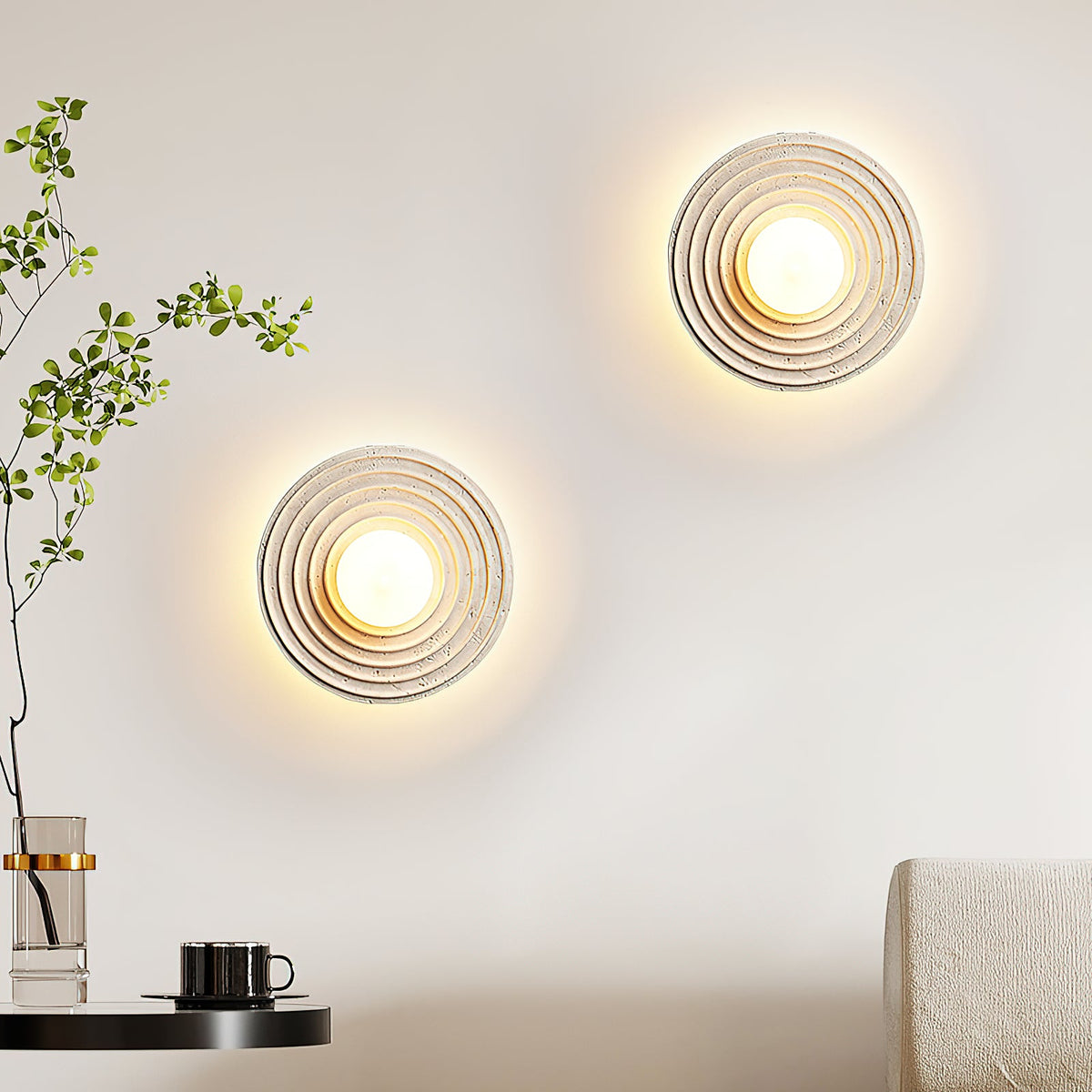 Selenitis Travertine Wall Sconce — AL-ST0253 — product view 1