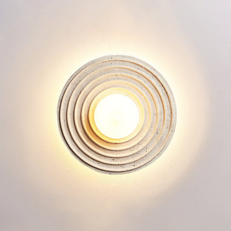 Selenitis Travertine Wall Sconce — L 33cm x W 13cm x H 33cm / L 13″ x W 5.1″ x H 13″; Beige