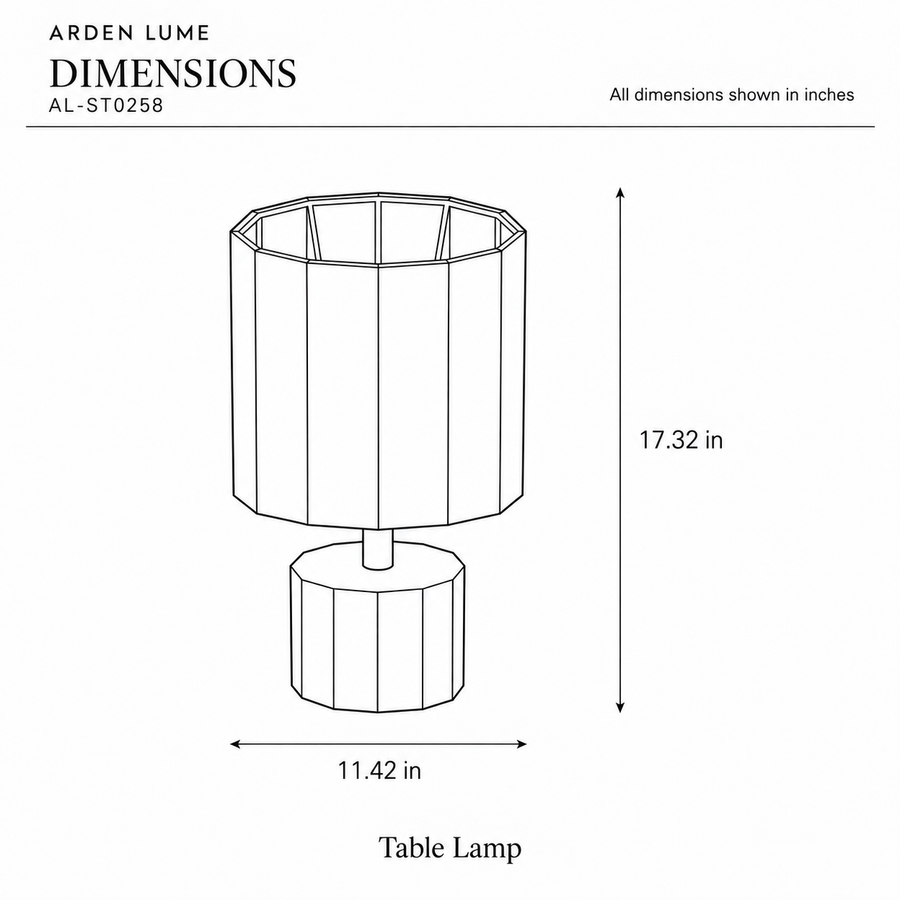 ARDEN LUME AL-ST0258 dimension diagram in inches