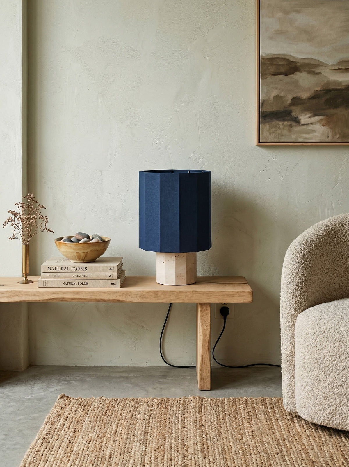 Roma Art Deco Dodecagon Travertine Table Lamp — AL-ST0258 — product view 2