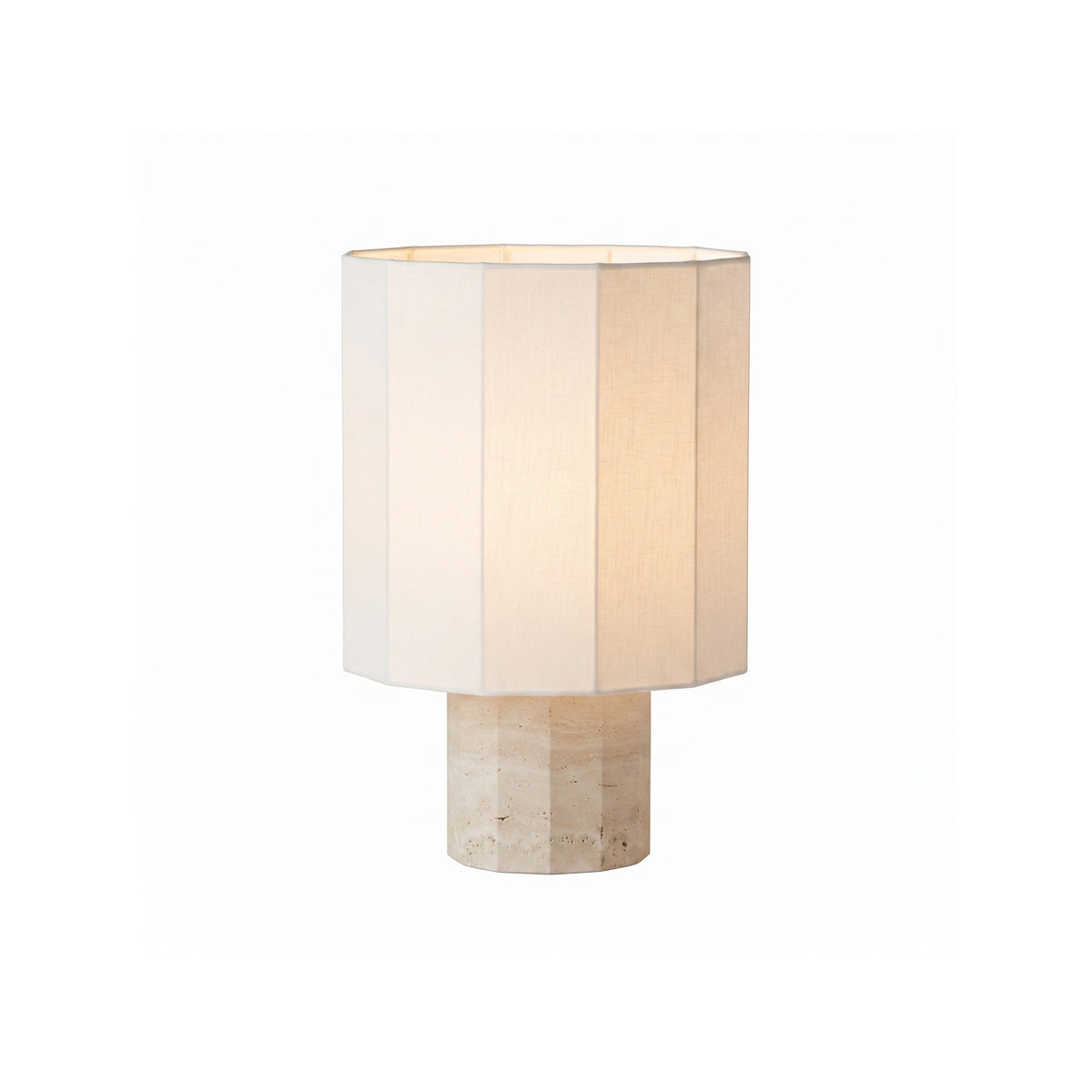 Roma Art Deco Dodecagon Travertine Table Lamp — AL-ST0258 — product view 4