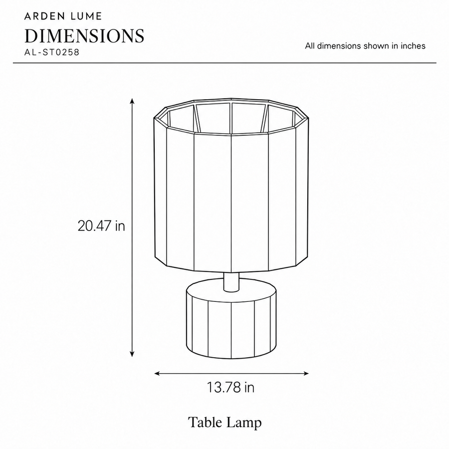 ARDEN LUME AL-ST0258-pdf3 dimension diagram in inches