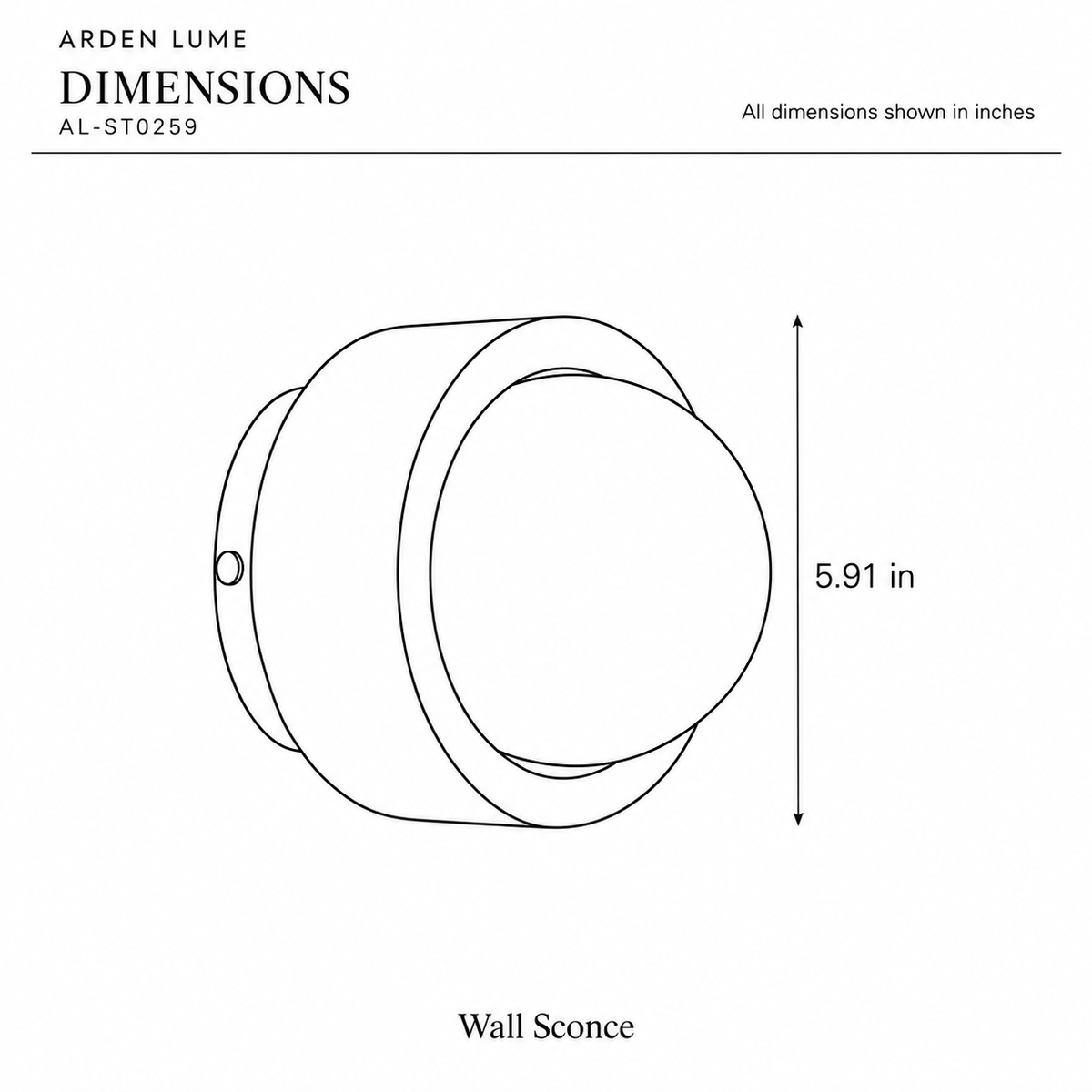 ARDEN LUME AL-ST0259 dimension diagram in inches