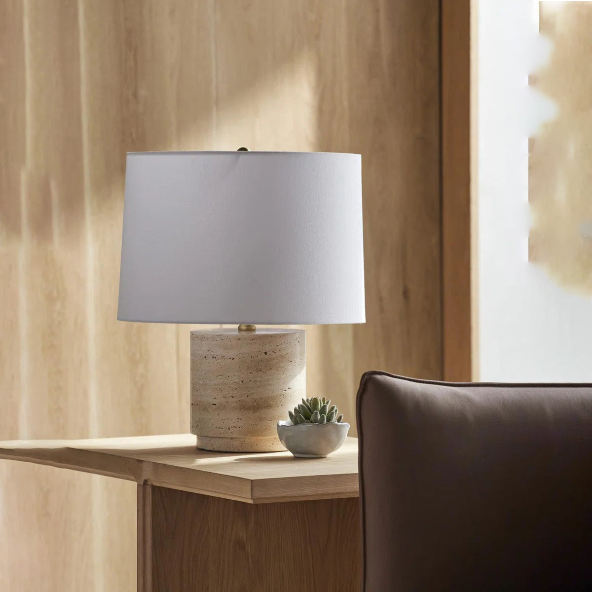 Toby Japandi Travertine Table Lamp — AL-ST0260 — product view 1