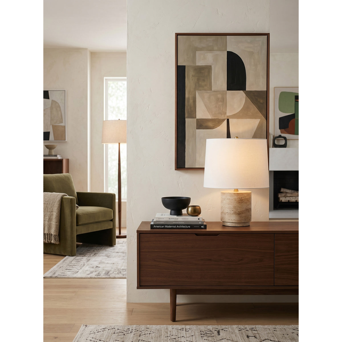 Toby Japandi Travertine Table Lamp — AL-ST0260 — product view 3