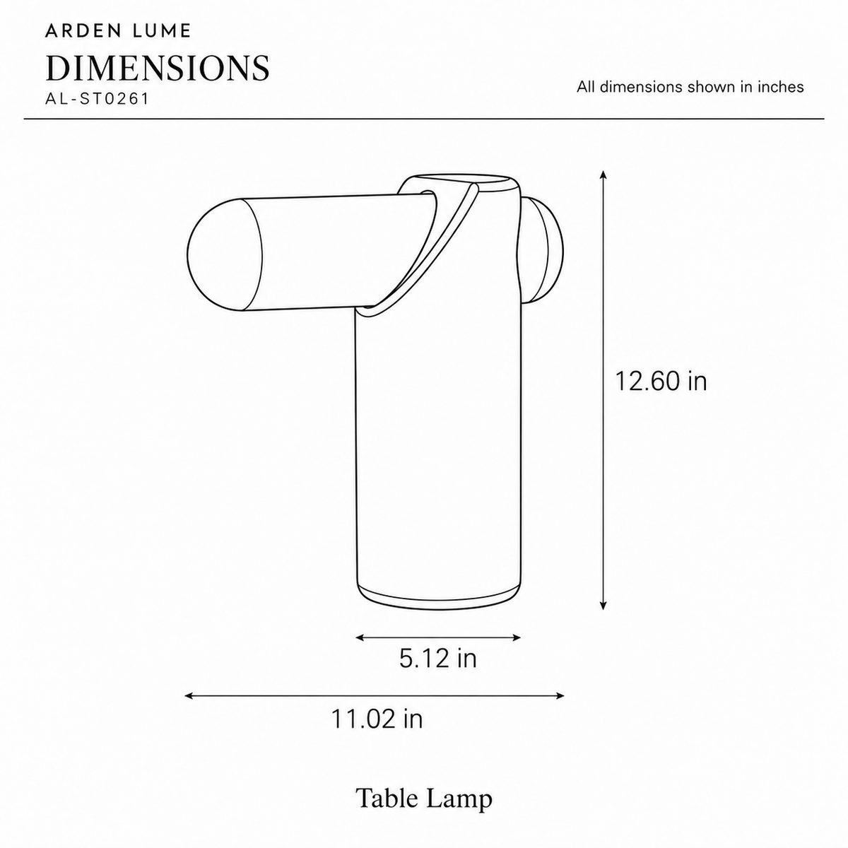 ARDEN LUME AL-ST0261 dimension diagram in inches