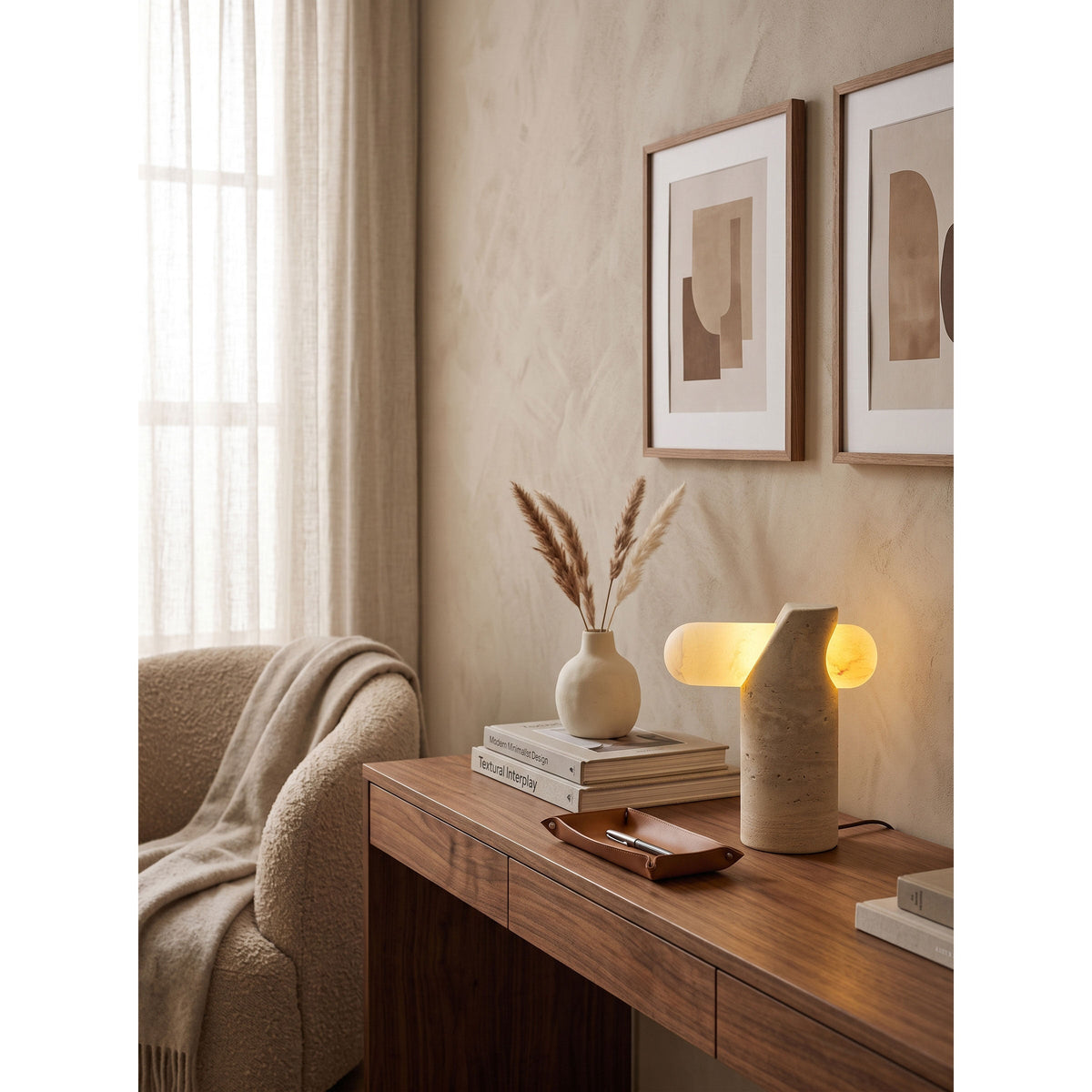 VIA Travertine LED Table Lamp — AL-ST0261 — product view 3