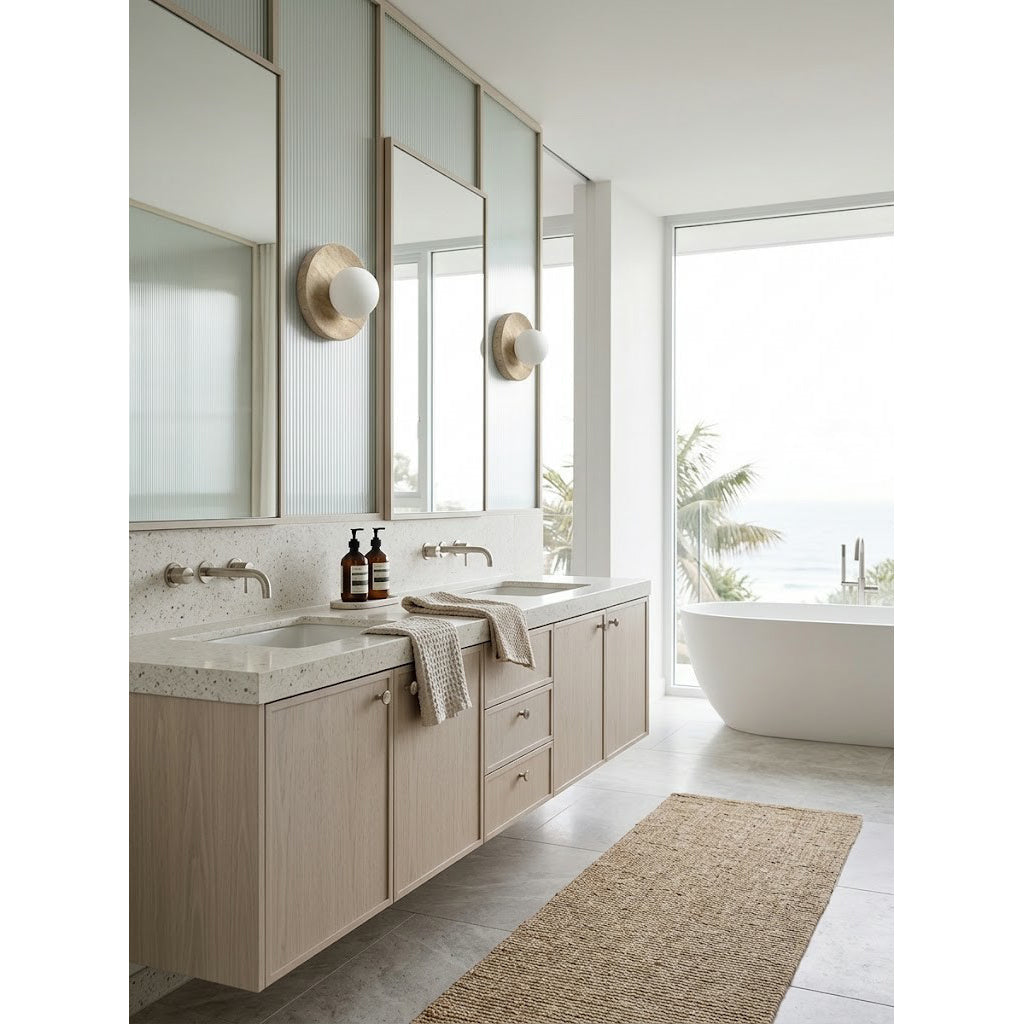 Calvora Travertine Globe Wall Sconce — AL-ST0262 — product view 3